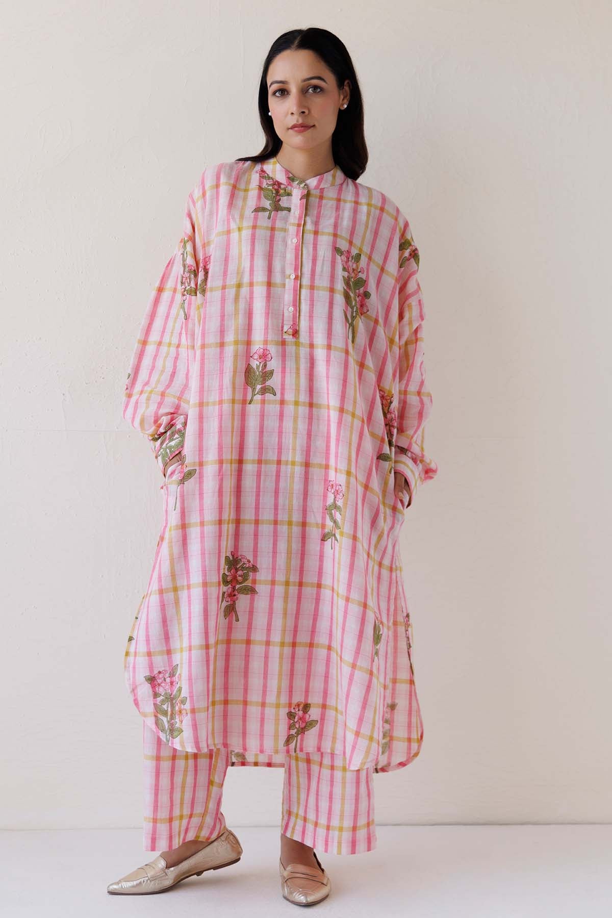 Buy Designer Pink Loose Fit Kurta & Pants for Women